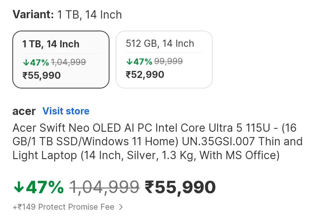 Acer Swift Neo OLED AI PC on a desk